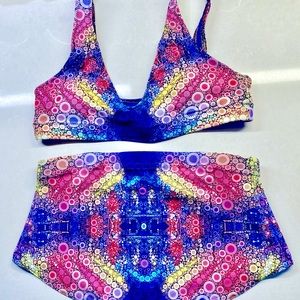 Multicolored Dots Bikini Fits Like Medium.  Original retired designs.  Rainbow